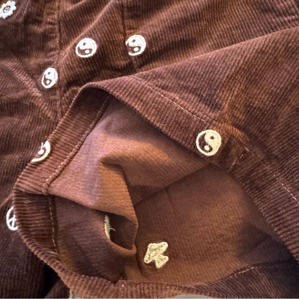 Pacsun Men’s Brown Corduroy Shorts with Embroidered Mushrooms, Flowers | M | NEW - Picture 7 of 7